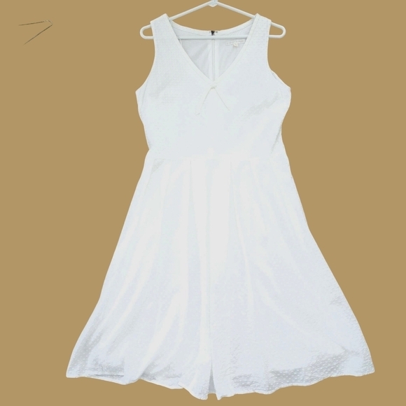 Sandra Darren Dresses & Skirts - New Sandra Darren White Swiss Dot Fit and Flare